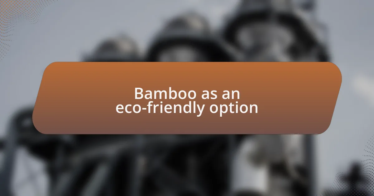 Bamboo as an eco-friendly option