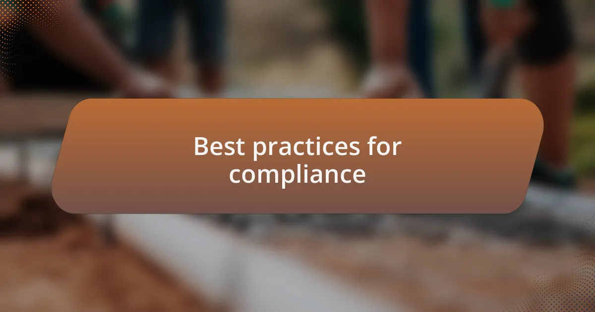 Best practices for compliance