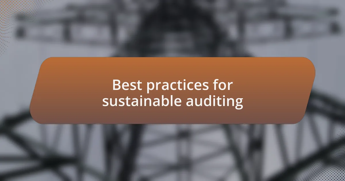 Best practices for sustainable auditing
