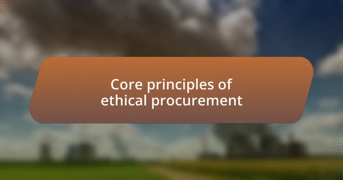 Core principles of ethical procurement