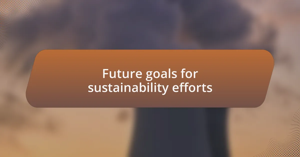 Future goals for sustainability efforts