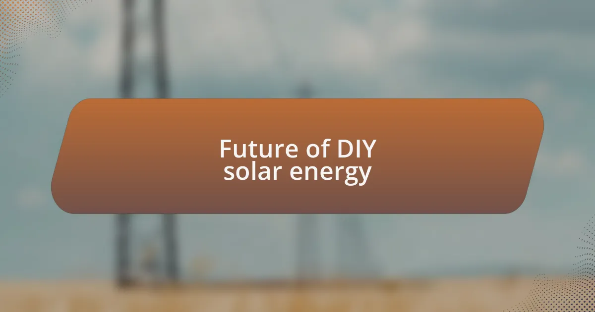 Future of DIY solar energy