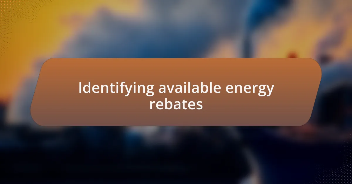 Identifying available energy rebates
