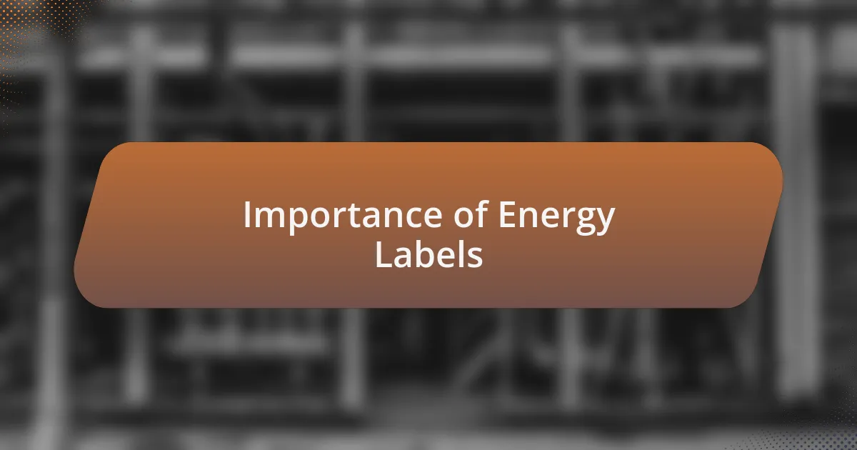 Importance of Energy Labels