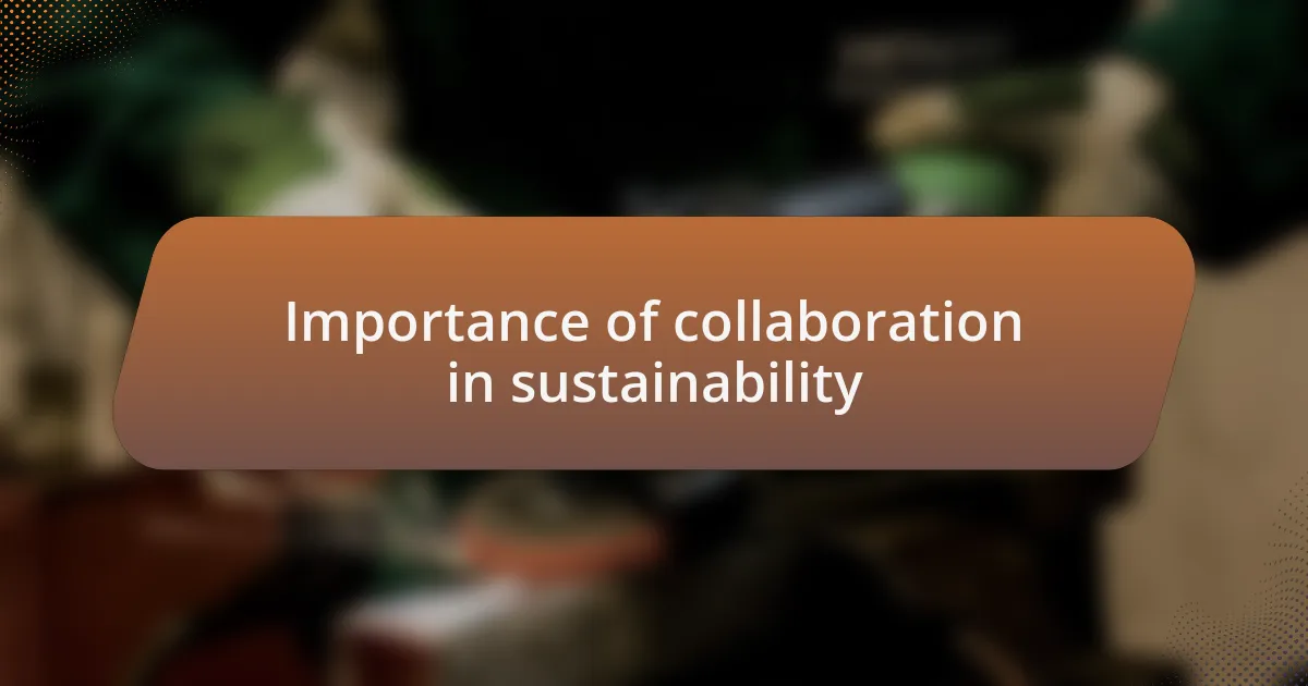 Importance of collaboration in sustainability