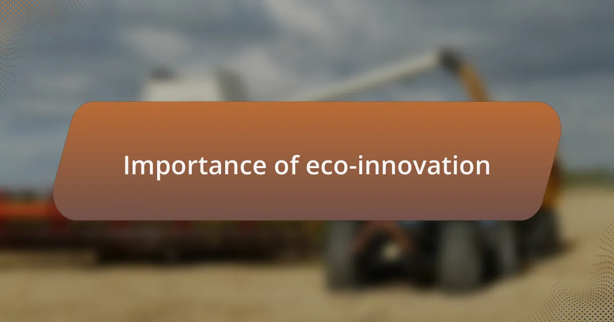 Importance of eco-innovation