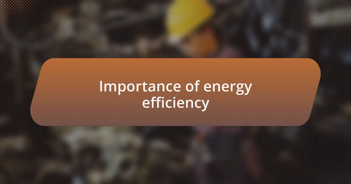 Importance of energy efficiency