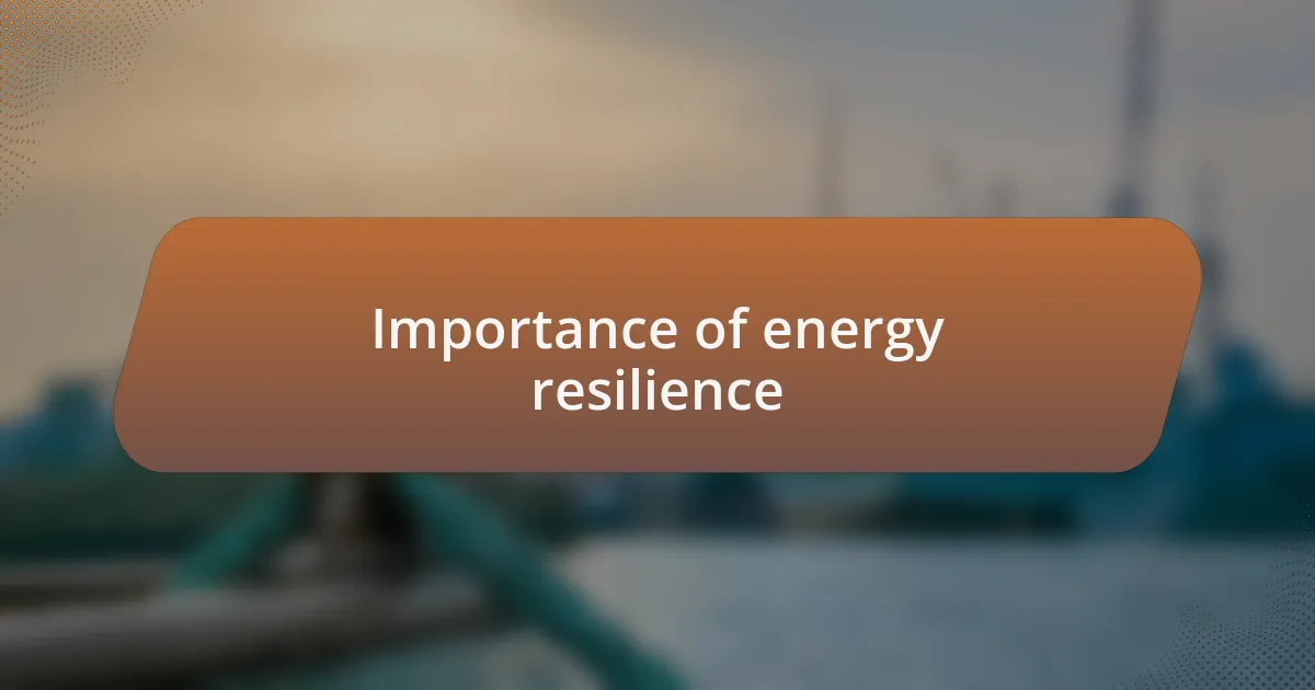 Importance of energy resilience