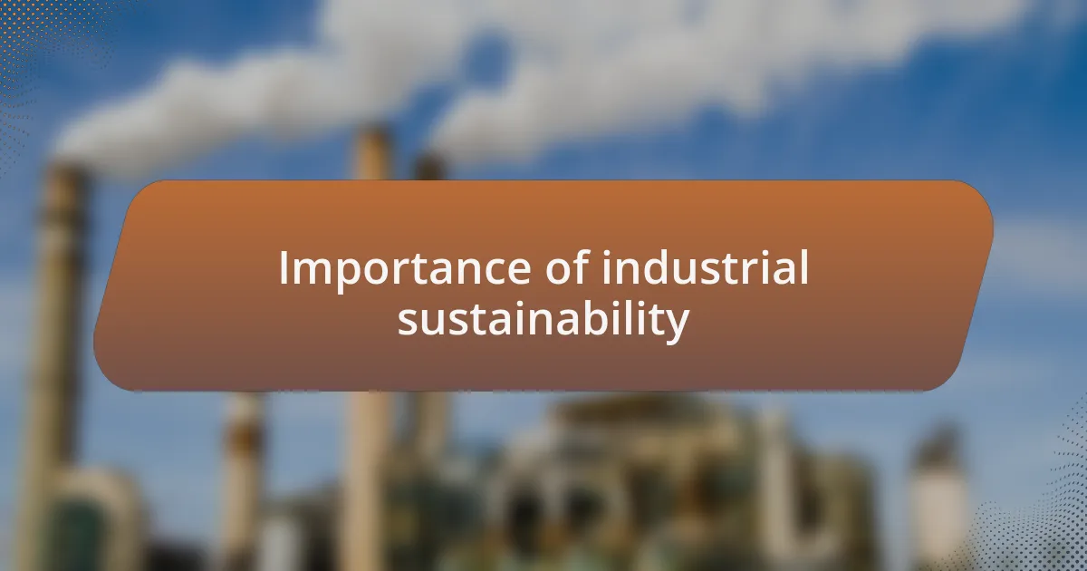 Importance of industrial sustainability