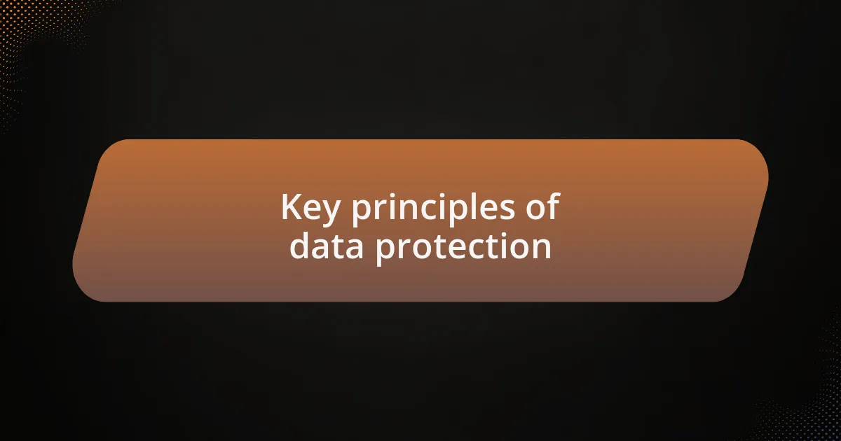 Key principles of data protection