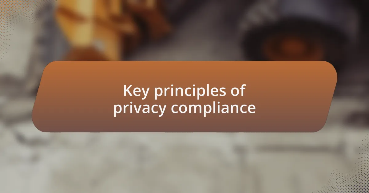 Key principles of privacy compliance