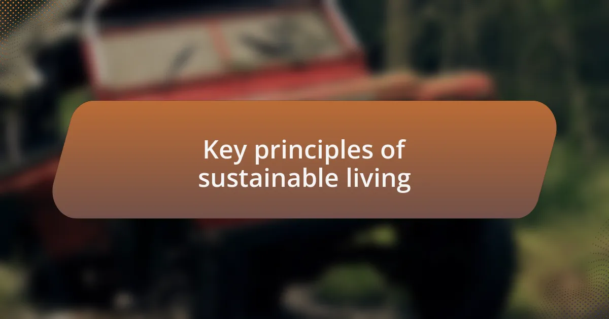 Key principles of sustainable living
