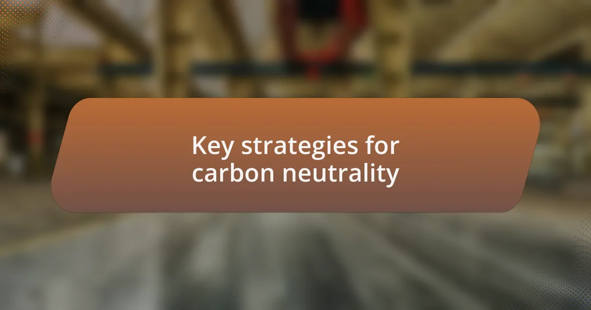 Key strategies for carbon neutrality