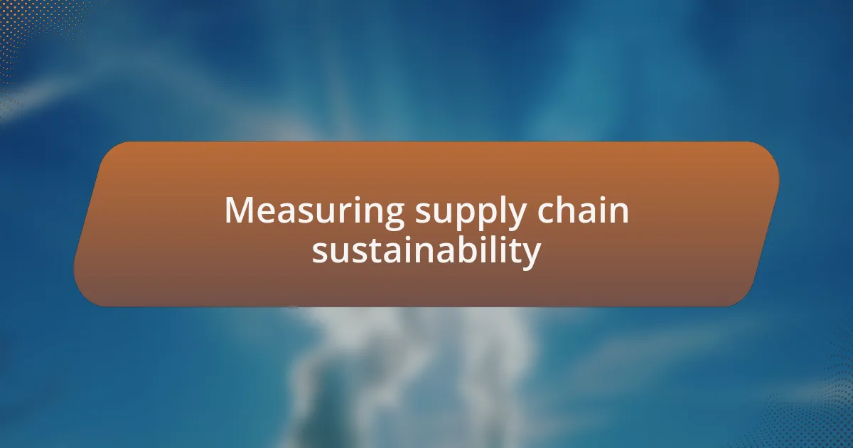Measuring supply chain sustainability