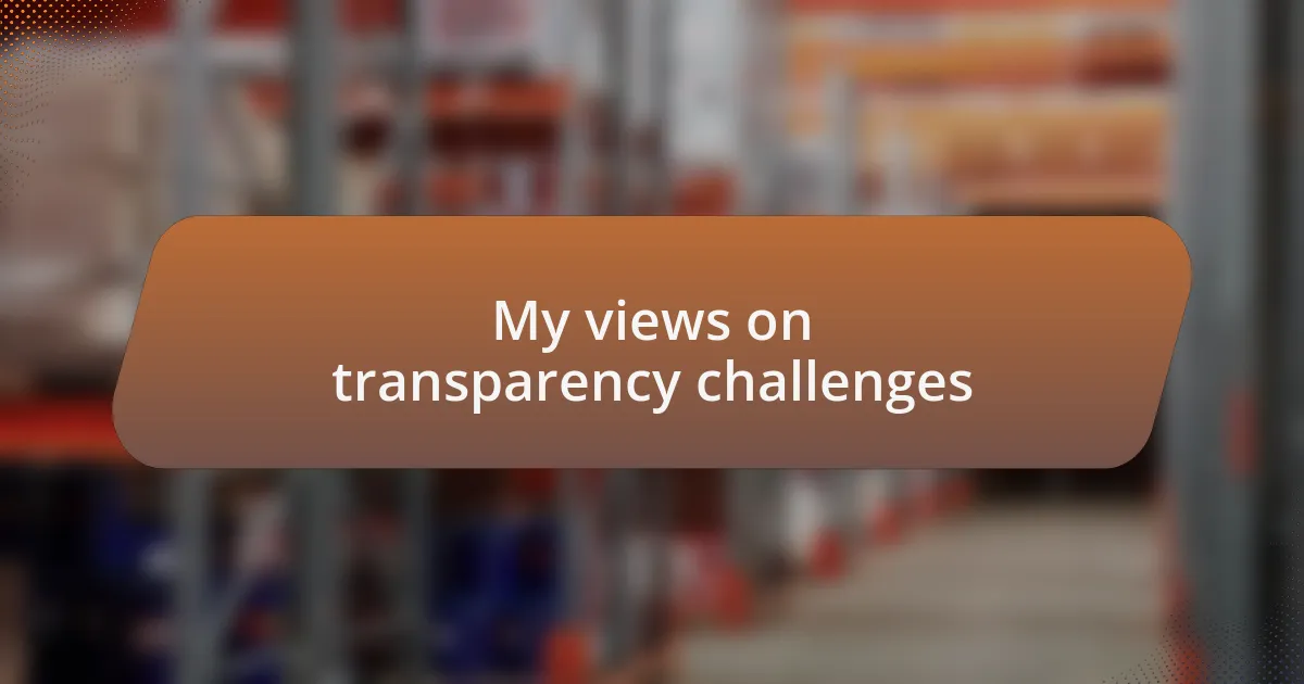 My views on transparency challenges