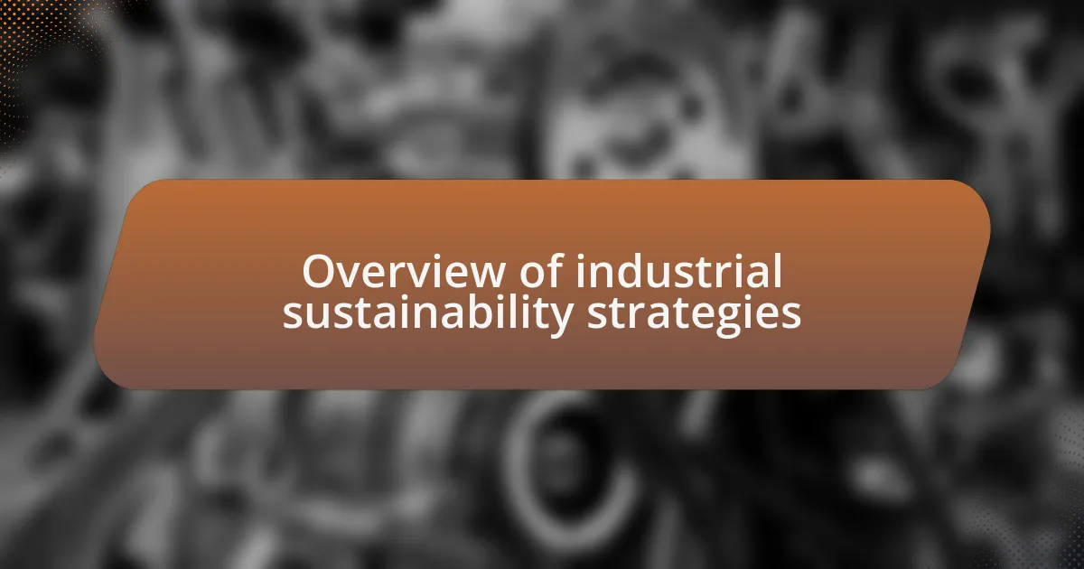Overview of industrial sustainability strategies