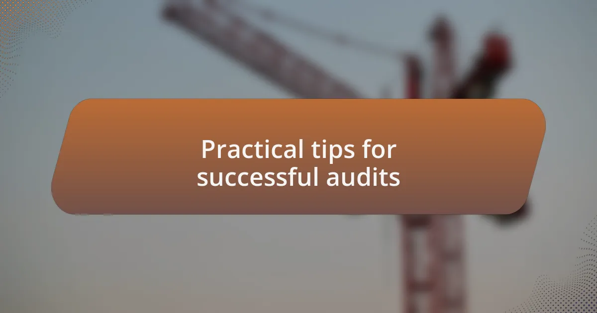 Practical tips for successful audits