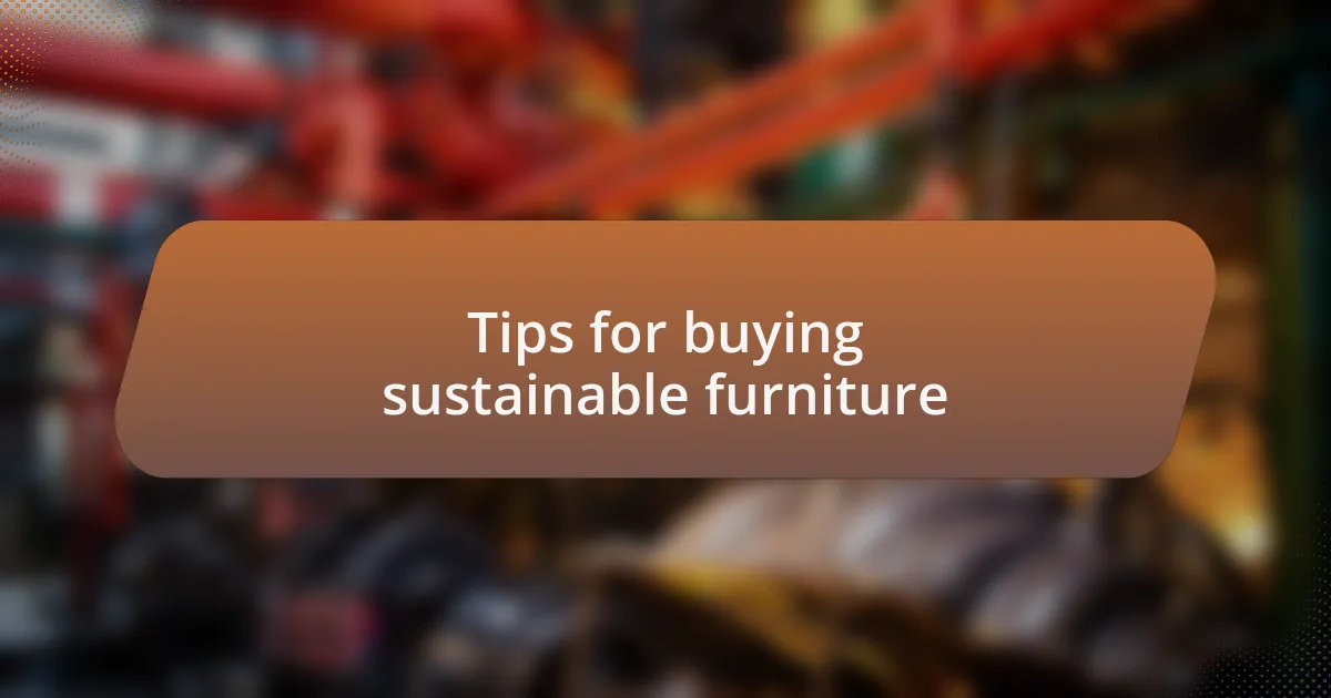 Tips for buying sustainable furniture