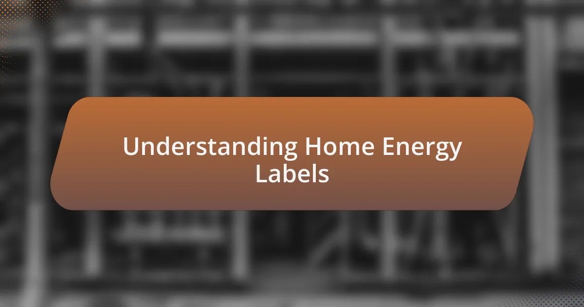 Understanding Home Energy Labels