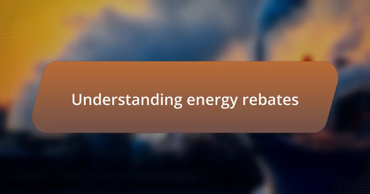 Understanding energy rebates