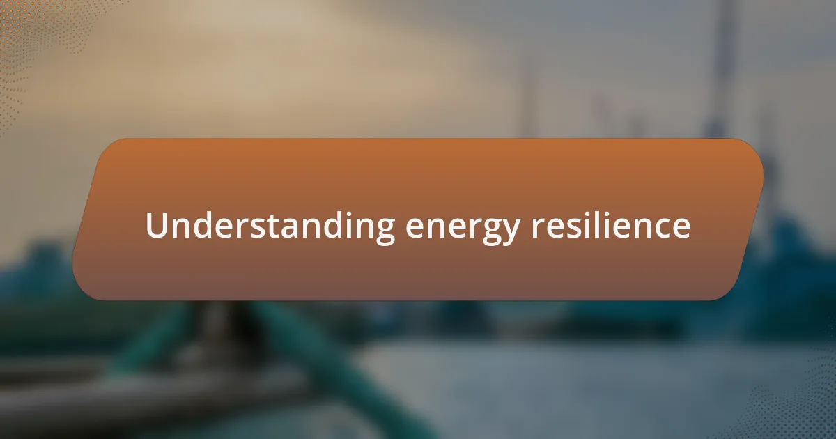 Understanding energy resilience