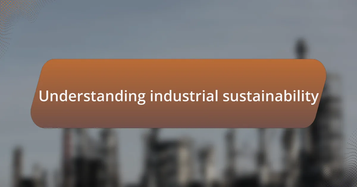 Understanding industrial sustainability