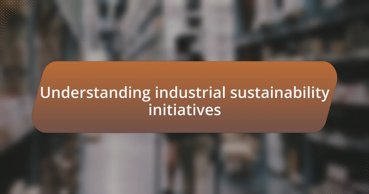 Understanding industrial sustainability initiatives