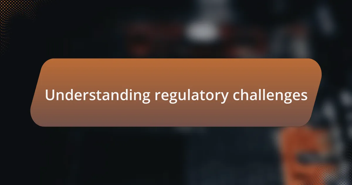 Understanding regulatory challenges